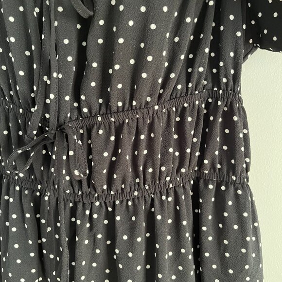 ASOS Curve  Long Sleeve Black and White Polka Dot Mini Dress, Size 14 - Picture 6 of 15